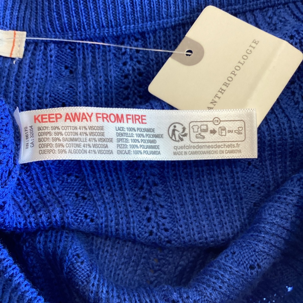 Anthropologie Lace Pointelle Sweater Shorts LyreBird NEW Medium Blue - Picture 9 of 9